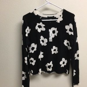 Sanctuary cotton/nylon black and white sweater
